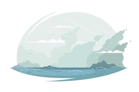 Cute ocean landscape Stock Illustration