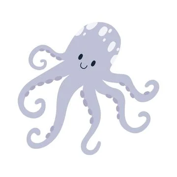 Cute Octopus Cartoon Character Vector Illustration Illustrazione stock