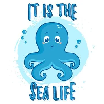 Cute octopus. Vector illustration. 스톡 일러스트
