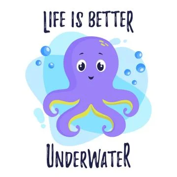 Cute octopus. Vector illustration. 스톡 일러스트