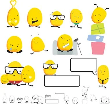 Cute odd cartoon character in a simple kawaii japanese style Illustrazione stock