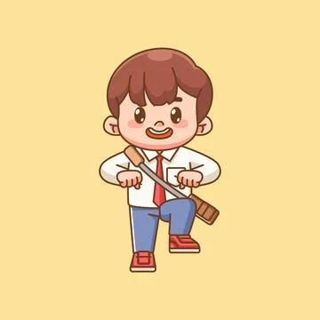 Cute office workers happy dance kawaii chibi character mascot illustration 库存插图