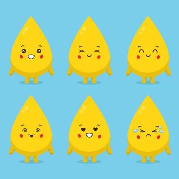Cute Oil Characters With Various Expression Stock Illustration