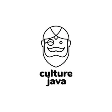 Cute old man java culture logo design Stock Illustration