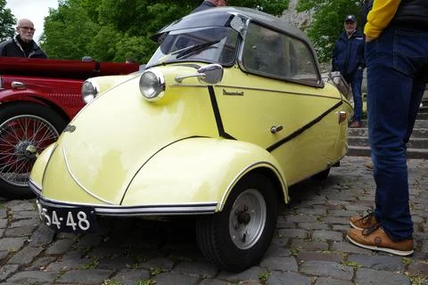 A cute oldtimer for 2 persons, the Messersmitt Kabinenroller Stock Photos