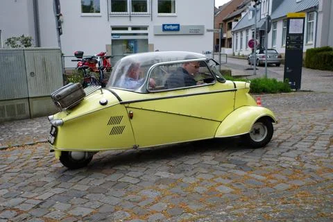 A cute oldtimer for 2 persons, the Messersmitt Kabinenroller Stock Photos