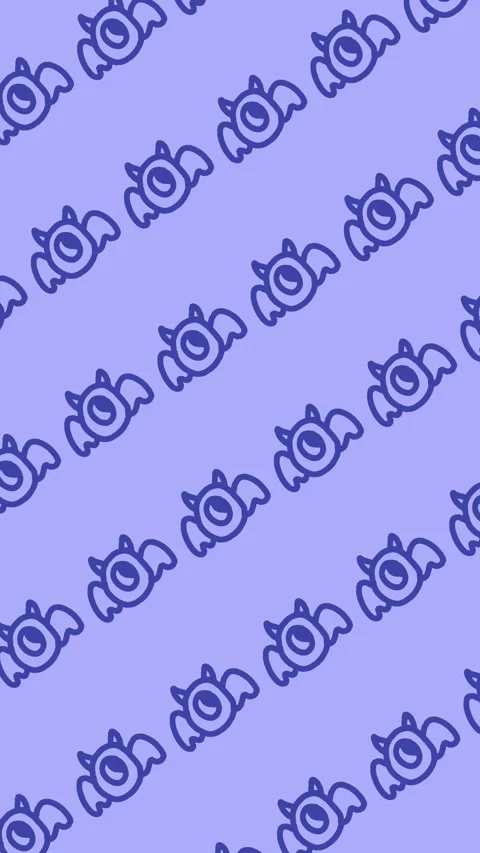Cute one eyed monster line art seamless pattern on abstract vertical background Stock Footage 340992053