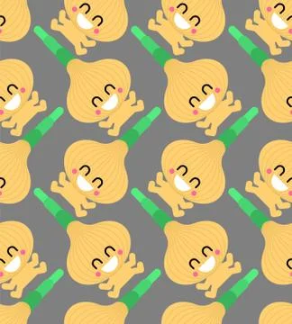 Cute onion pattern seamless. baby textile texture. Cartoon Vegetable child ba Stock Illustration