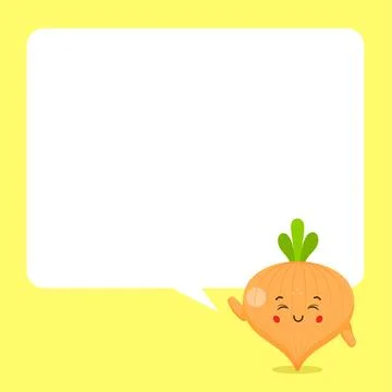 Cute Onion with Speech Bubbles Stock Illustration