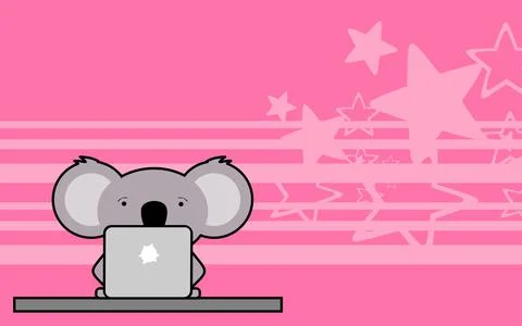 Cute online studing koala kid character cartoon Ilustração Stock
