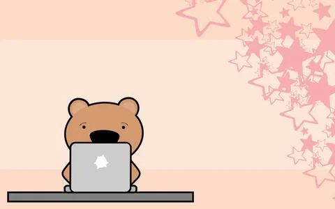 Cute online studing teddy bear kid character cartoon Ilustração Stock