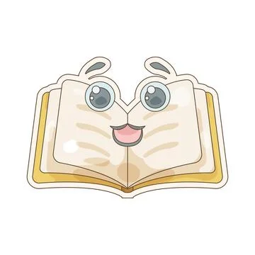 Cute open book sticker Stock Illustration