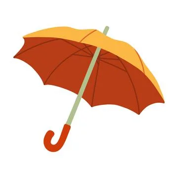 Cute open orange umbrella vector isolated on white background. Ideal for autumn Stock Illustration
