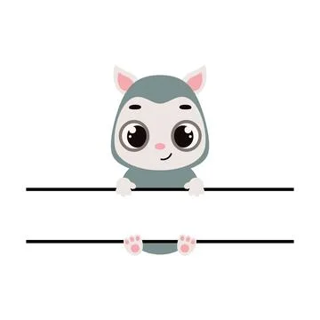 Cute opossum split monogram. Funny cartoon character for shirt, scrapbookin.. Stock Illustration