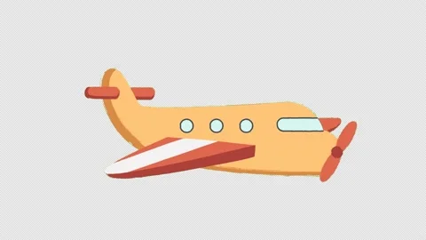 Cute orange airplane flying with propeller Video stock 233716786