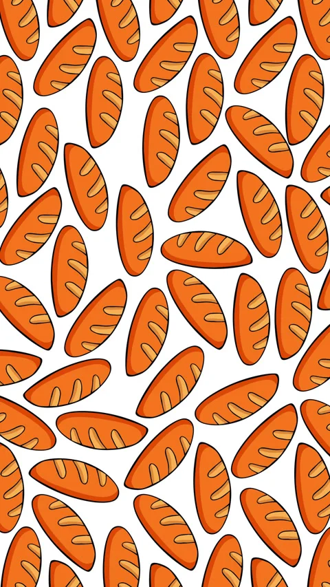 Cute Orange Bread Loaf Seamless Pattern Motion Graphics Background Cartoon B Stock Footage 347941471