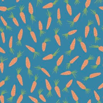Cute orange carrots seamless pattern. Cartoon carrot vegetable simple design for Stock Illustration