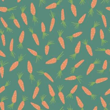 Cute orange carrots seamless pattern. Cartoon carrot vegetable simple design for Stock Illustration