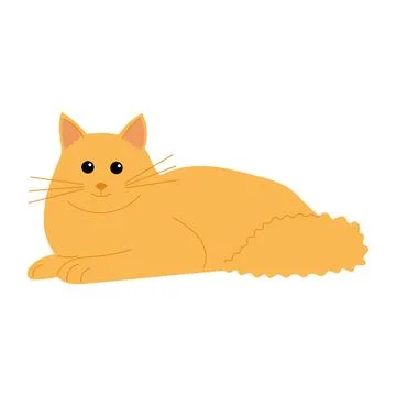 Cute orange cat lying down relaxed Vector Illustration