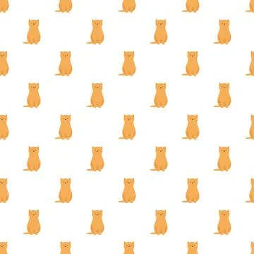 Cute orange cat repeating seamless pattern background Stock Illustration
