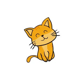 Cute orange cat with smiley face Stock Illustration
