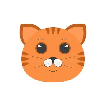Cute orange cat striped face, funny portrait of ginger kitten Stock Illustration