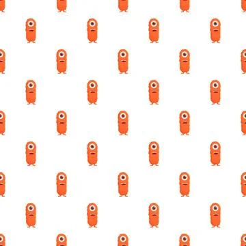 Cute orange cyclops monsters standing as a repeating pattern Stock Illustration