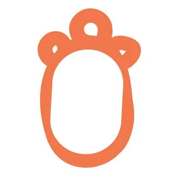 Cute orange doodle frame with scallop top hand drawn oval shape border for kids  Stock-Illustration