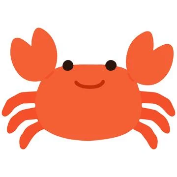 Cute orange flat color Crab Stock Illustration