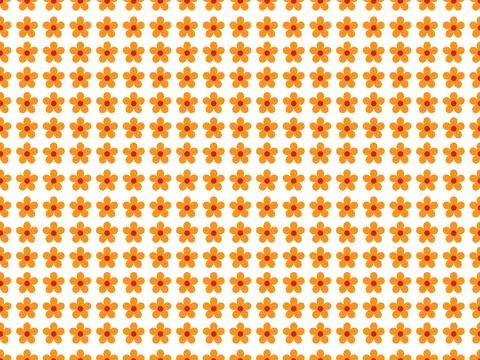 Cute orange flower seamless pattern vector illustration on white background Stock Illustration
