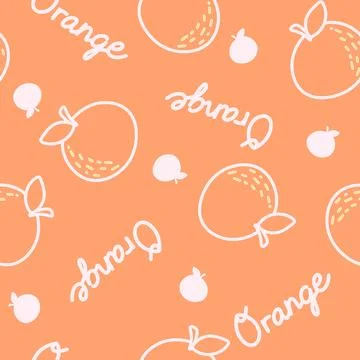 Cute Orange fruit pattern with word label Stock Illustration