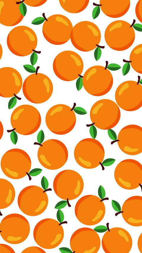 Cute Orange Fruit Seamless Pattern Bright Citrus Illustration on White Backg Stock Footage 347941747