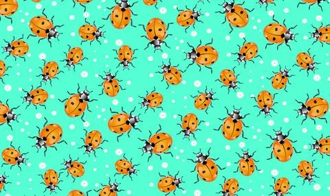 Cute orange ladybug pattern Stock Illustration
