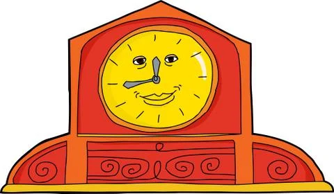 Cute Orange Mantle Clock Stock Illustration