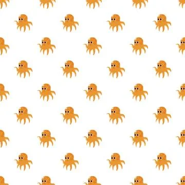 Cute orange octopus cartoon pattern for kids design イラスト素材