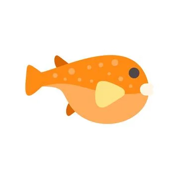 Cute orange pufferfish cartoon vector illustration Stock Illustration