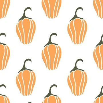 Cute orange pumpkin seamless pattern vector illustration Stock Illustration