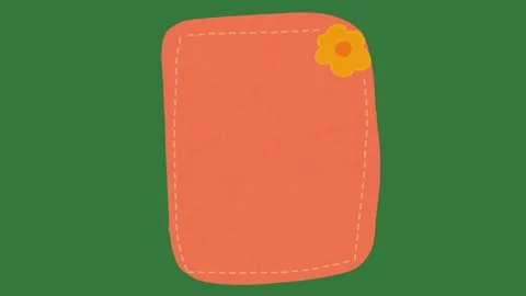 Cute Orange Rectangular Frame with Flower 2D Animation on Green Screen Stock Footage 333522266
