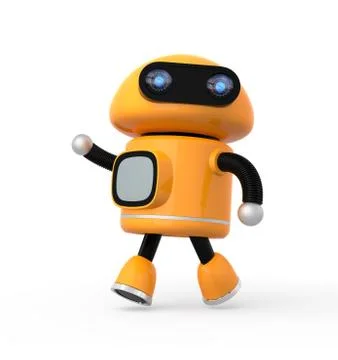 Cute orange robot isolated on white background Stock Illustration