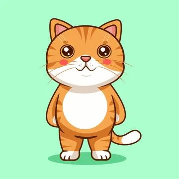 Cute Orange Tabby Cat Standing Vector Illustration Kawaii Animal Illustrazione stock