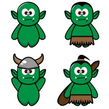 Cute Orc Mascot Set Stock Illustration
