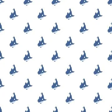 Cute orca whale pattern creating a seamless background Stockillustratie