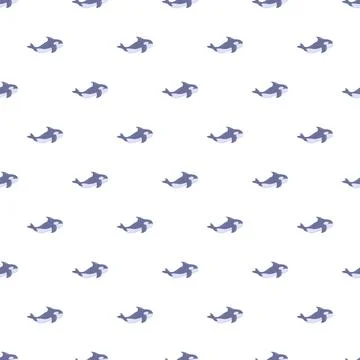 Cute orca whale seamless pattern on white background Stock Illustration