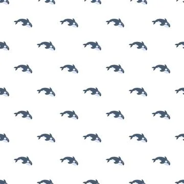 Cute orca whale seamless pattern background illustration Stockillustratie