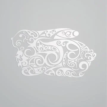 Cute ornamental Easter rabbit. Stock Illustration