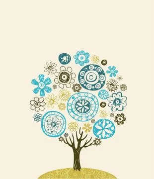 Cute ornate tree Stock-Illustration