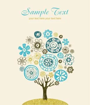 Cute ornate tree Stock Illustration