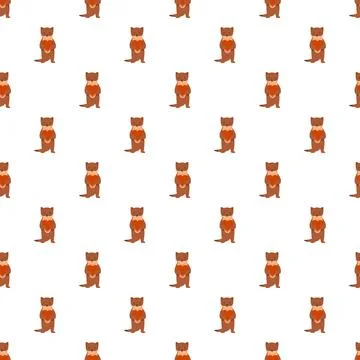 Cute otter pattern holding a red heart Stock Illustration