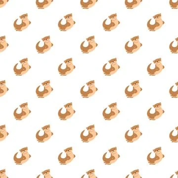 Cute otter pattern repeating on white background Stock Illustration