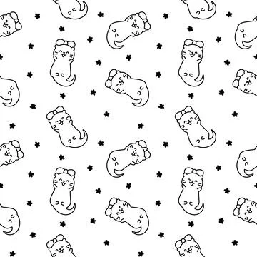 Cute otter. Seamless pattern. Coloring Page. Stock Illustration